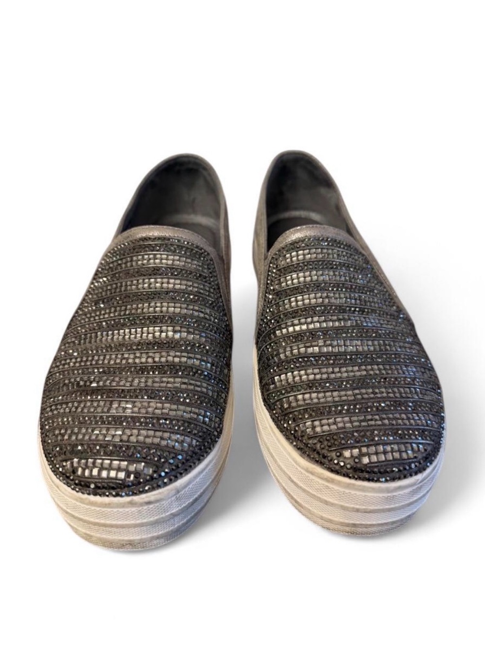 Skechers Women's Black Rhinestone Slip-On Platform Sneakers